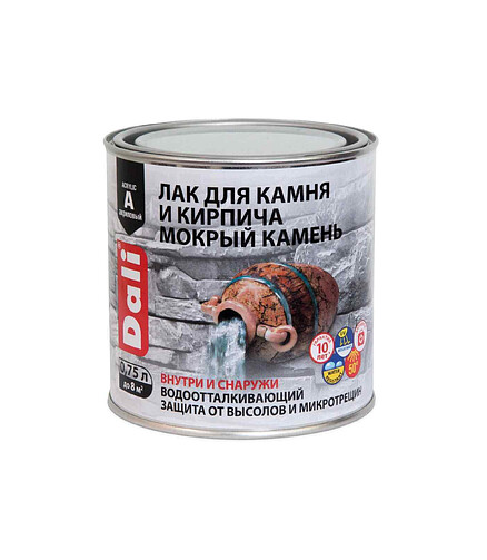 Лак DALI Мокрый камень для камня и кирпича, 0,75л 438x503 в Материке