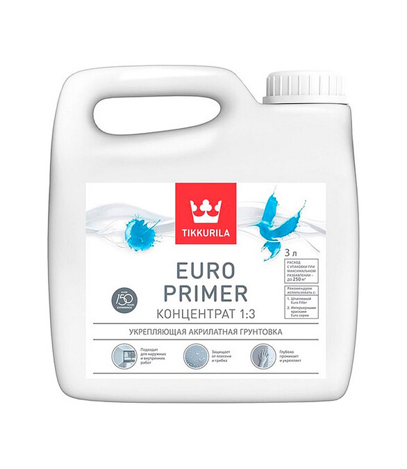 Грунтовка Tikkurila EURO PRIMER концентрат (1:3), 10л 586x674 в Материке