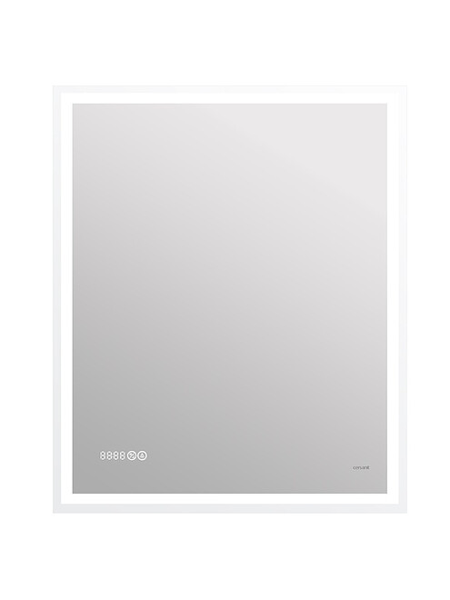 Зеркало LED 080 DESIGN PRO 700х850мм: LED-подсветка, антизапотеваниe, часы 495x660 в Материке