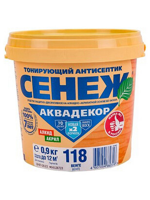 Антисептик Сенеж АКВАДЕКОР 118 венге, 0,9 кг 238x286 в Материке