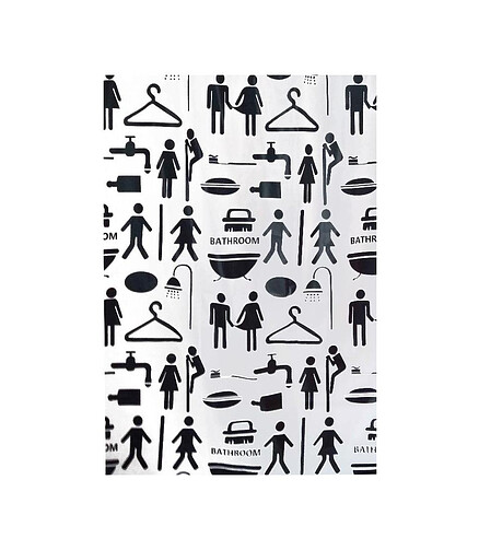 Штора для ванной комнаты PEVA COUPLE 06847, 180x200см черная/белая 438x503 в Материке