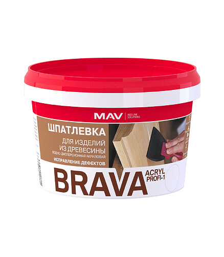Шпатлевка BRAVA для дерева Профи-1 белая, 0,7кг 438x503 в Материке