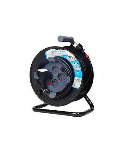 Удлинитель на катушке ELECTRALINE 49027 4+1роз. 30м 3х1,5 438x503 в Материке