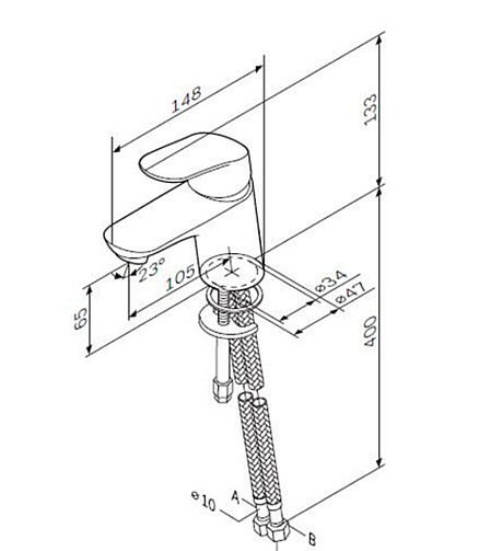 Смеситель LIKE F8002116 (32 / 00) (для умывальника) 438x503 в Материке - Вариант 3