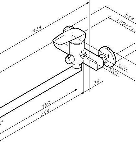 Смеситель TENDER F45A90000 (для ванны, длинный излив) без душ.комплекта 438x503 в Материке - Вариант 2