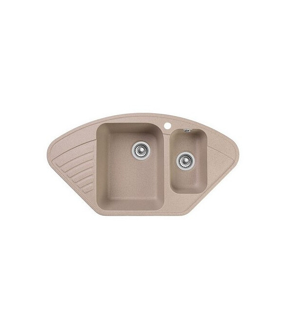 Мойка QUARZ GF-Z 14 (ЕСО-14) угловая 1,5 чаши, 930х500мм песок (без сифона) 586x674 Мойка QUARZ GF-Z 14 (ЕСО-14) угловая 1,5 чаши, 930х500мм песок (без сифона) 586x674 в Материке
