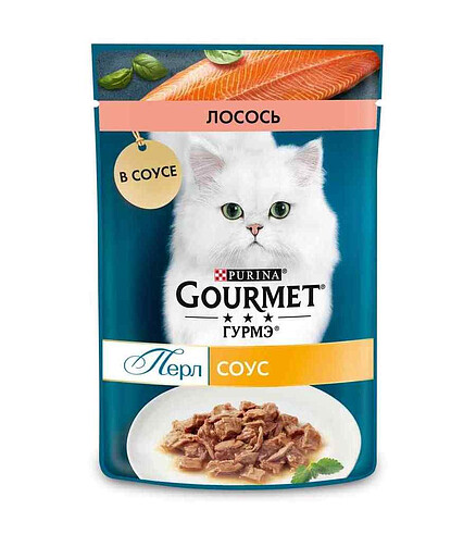 Корм для кошек Gourmet Perle лосось, соус (75г) 438x503 в Материке