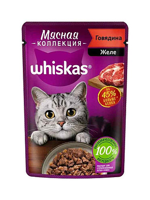 Корм для кошек WHISKAS Мясная коллекция, говядина, желе (75г) 238x286 в Материке