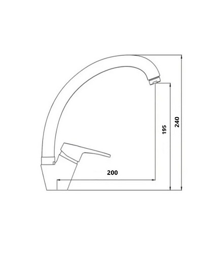 Смеситель WP59240 (для кухни), ЦИНК 438x503 в Материке - Вариант 2