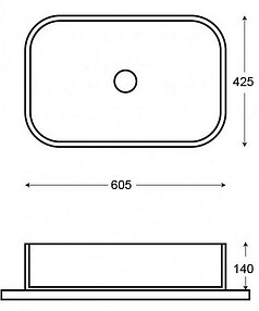 Умывальник накладной AZ-78625 (мрамор) 605х425х140мм