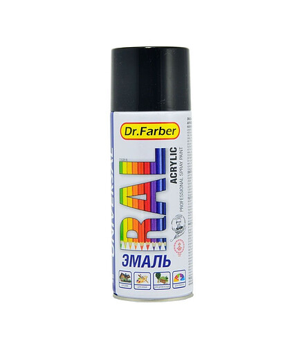 Эмаль Dr.Farber аэроз. акрил универс. RAL 9005 глянц., 520мл 438x503 в Материке