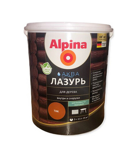 Лазурь Alpina АКВА для дерева Тик, 2,5л 438x503 в Материке