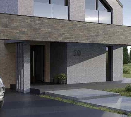 Плитка фасадная Beryoza Ceramica BRICK WALL 7,5x25см 0,79м2 цвет серый 438x503 в Материке