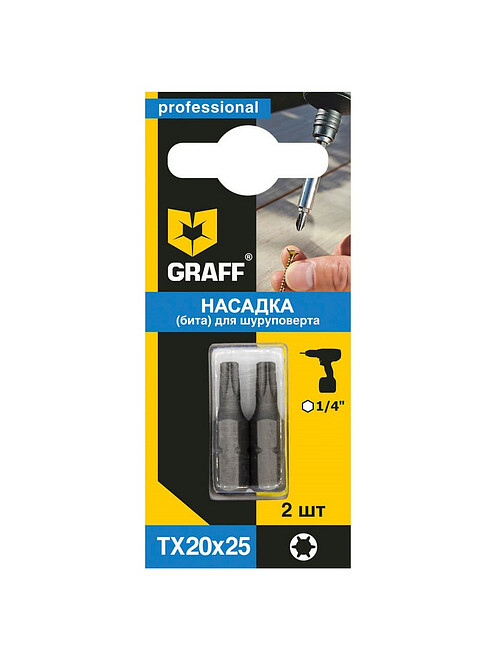 Бита ударная GRAFF T20 25мм 2шт/уп. 495x660 Бита ударная GRAFF T20 25мм 2шт/уп. 495x660 в Материке