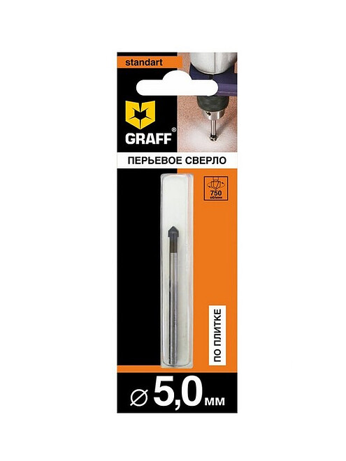 Сверло по плитке GRAFF перьевое 5мм 495x660 Сверло по плитке GRAFF перьевое 5мм 495x660 в Материке