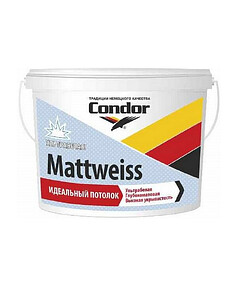 Краска Condor Mattweiss глубокоматовая, 3,75кг 238x286 в Материке