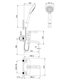 Смеситель OXFORD OXFSB02i02 (для ванны, короткий излив) c душ.комплектом