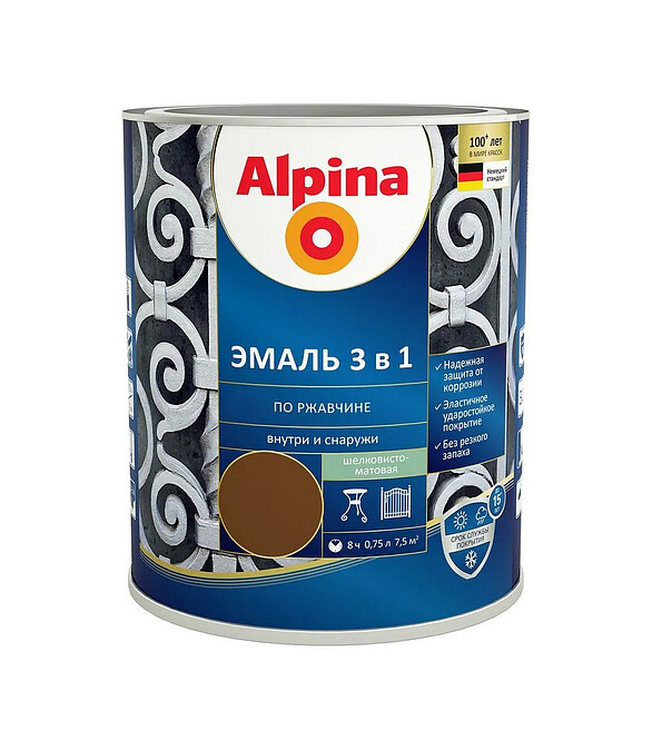 Грунт-эмаль Alpina 3в1 RAL8011 Темно-коричневый, 0,75л 586x674 Грунт-эмаль Alpina 3в1 RAL8011 Темно-коричневый, 0,75л 586x674 в Материке