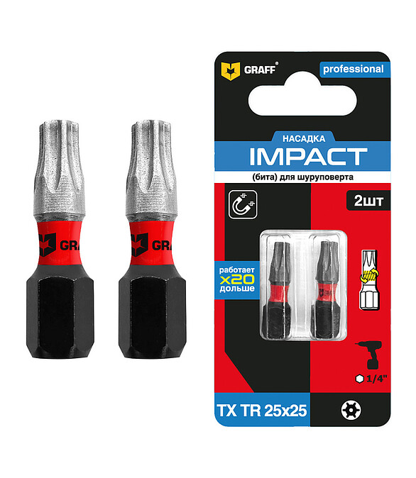 Бита ударная GRAFF TR25 25мм 2шт 586x674 Бита ударная GRAFF TR25 25мм 2шт 586x674 в Материке