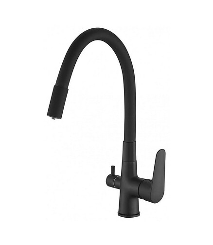 Смеситель CORAL CL 03 B Total (для кухни) гибкий излив на две воды, черный 438x503 в Материке