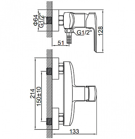Смеситель L2058 (для душа) 438x503 в Материке - Вариант 2