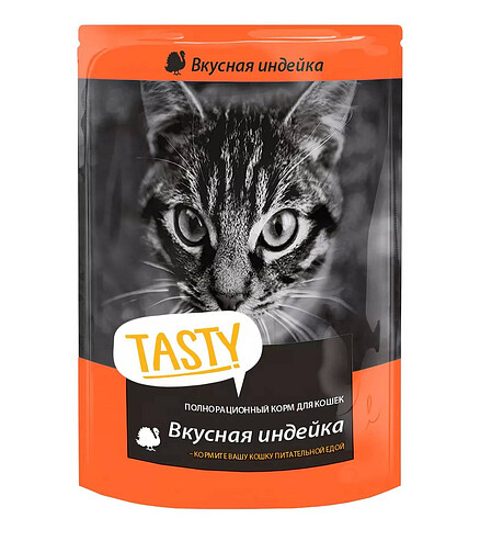 Корм для кошек TASTY индейка в желе (85г) 438x503 в Материке