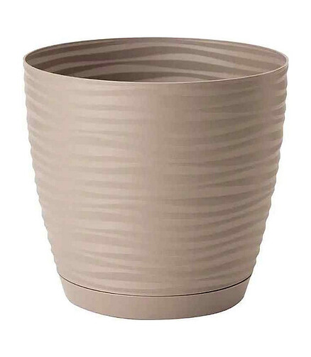 Горшок SAHARA Petit Round с поддоном (26,5x24,5см) пластик бежевый 3042-051 438x503 в Материке