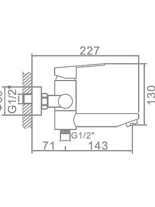 Смеситель L73103 (для ванны, короткий поворотный излив) нерж.сталь 238x286 в Материке - Вариант 2