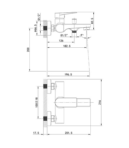Смеситель BRIDGE BRDSB00i02WA (для ванны, короткий излив) без душ.комплекта 438x503 в Материке - Вариант 2