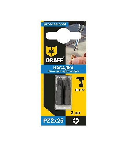 Бита ударная GRAFF PZ2 25мм 2шт/уп. 438x503 в Материке