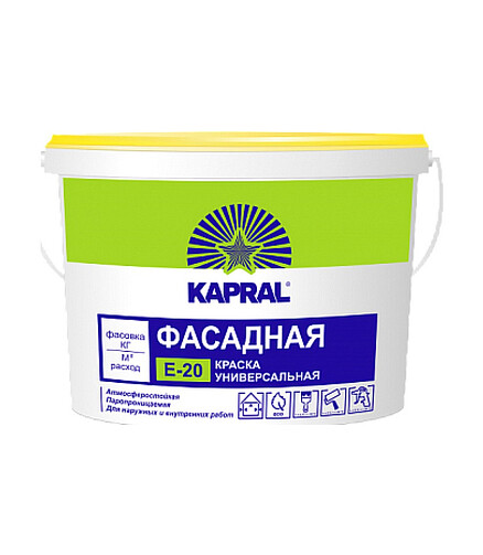 Краска Kapral Е-20 фасадная, 15кг 438x503 в Материке