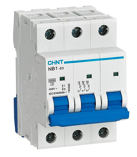 Выключатель автоматический CHINT NB1-63 3P 40А 438x503 в Материке