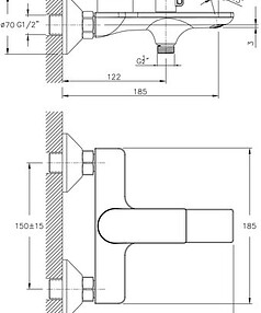 Смеситель HAIBA HB60505 (для ванны, короткий излив) хром