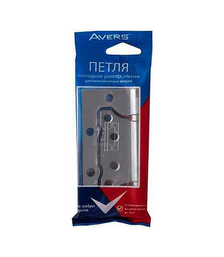 Петля дверная накладная AVERS 100*75*2,5-B2-CR, хром 438x503 в Материке - Вариант 2
