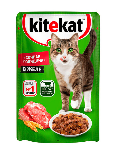 Корм для кошек KITEKAT говядина, желе (85г) 495x660 Корм для кошек KITEKAT говядина, желе (85г) 495x660 в Материке
