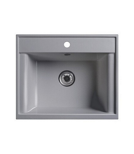 Мойка SG-REC-6050 600х500мм иск.мрамор-СЕРЫЙ СЛАНЕЦ с выпуском 438x503 в Материке