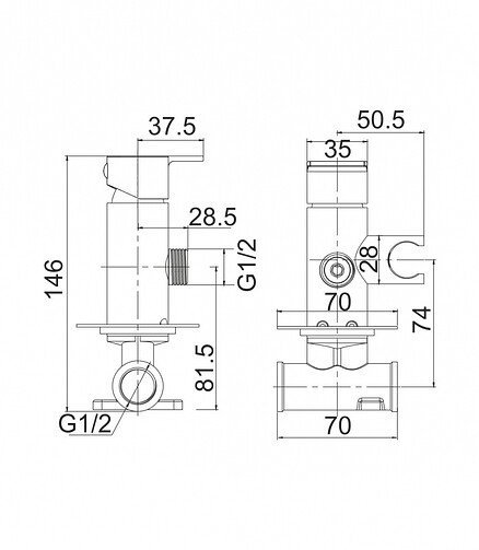 Смеситель BIDET EVO GA042602MW (для биде) встраиваемый, матовый белый 438x503 в Материке - Вариант 2