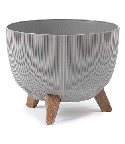 Кашпо ROMA JUMPER wood с вставкой (40x20см) пластик серый LA966-27 438x503 в Материке