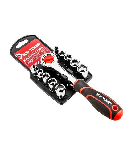 Набор ключей торцевых с трещоткой TOP TOOLS 38D147 1/4" 12шт/уп. 438x503 в Материке