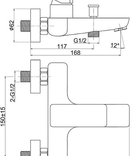 Смеситель GEO 63040 (для ванны, короткий излив) без душ.комплекта 438x503 в Материке - Вариант 2