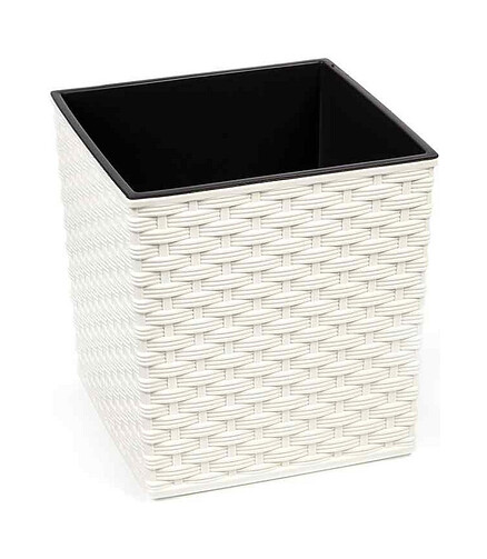 Кашпо JUKA RATTAN с вкладышем (40x41см) пластик белый LA597-05 438x503 в Материке