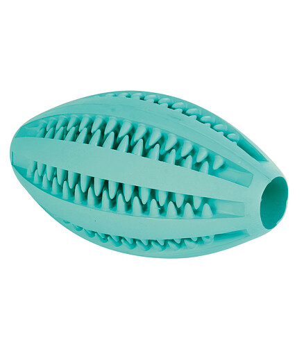 Игрушка для собак TRIXIE "DENTAfun" мяч для регби, вкус мяты, каучук (d11 см) 438x503 в Материке