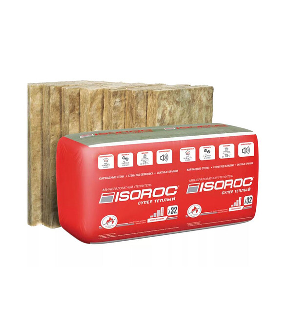 Изоляция ISOVER ISOROC super warm 100х610х1000/Y/C, (26кг/м3), 3.05м2 586x674 Изоляция ISOVER ISOROC super warm 100х610х1000/Y/C, (26кг/м3), 3.05м2 586x674 в Материке