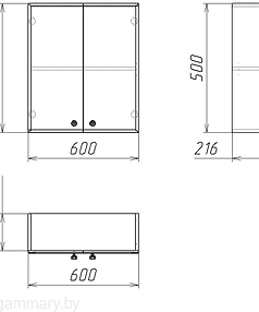 Шкаф настенный ГАММА 41.06 Ф2, белый 500х600х200мм 238x286 в Материке - Вариант 2