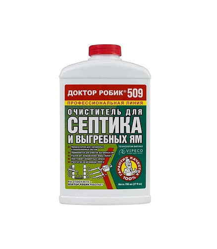 Средство для выгребных ям и септиков 509 (798мл), Доктор Робик 438x503 в Материке
