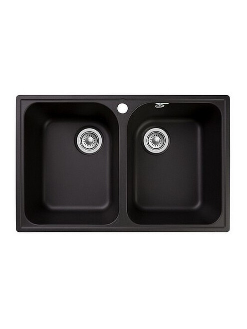 Мойка QUARZ GF-Z 15 (ЕСО-15), 2 чаши 740х480мм черный (без сифона) 495x660 Мойка QUARZ GF-Z 15 (ЕСО-15), 2 чаши 740х480мм черный (без сифона) 495x660 в Материке