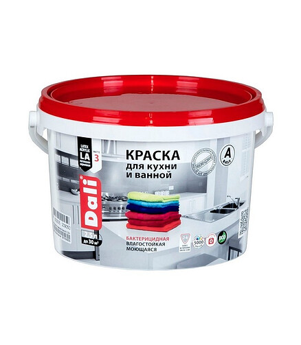 Краска DALI для кухни и ванной белая, 2,5л 438x503 в Материке