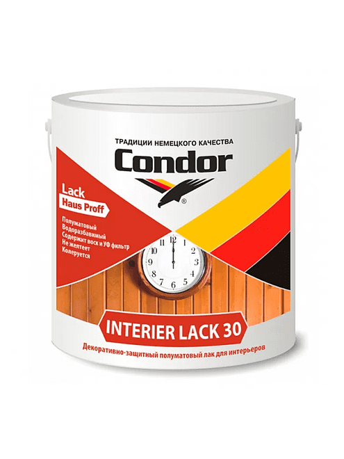 Лак Condor Interier Lack акриловый полуматовый, 0,4кг 495x660 Лак Condor Interier Lack акриловый полуматовый, 0,4кг 495x660 в Материке