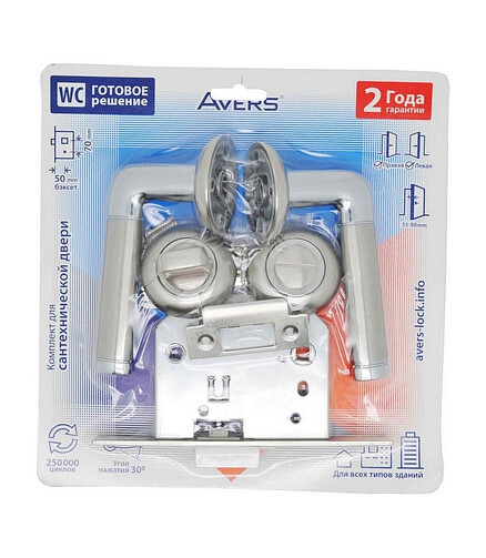 Комплект для сантехнической двери AVERS 14083-A-NIS/CR/5600-P-WC-NIS/WC-1403-NIS 438x503 в Материке