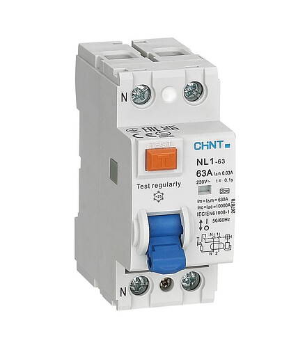 Устройство защ.отключения CHINT NL1-63 2P 25А/30мА эл.-мех. 438x503 в Материке